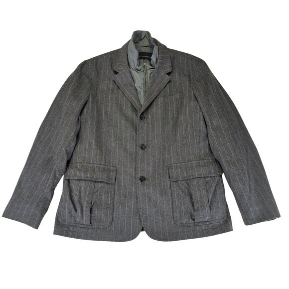 Banana Republic Sport Coat Removable Puffer‎ Blazer 3-in-1 Wool Gray Men's Large - Picture 1 of 12